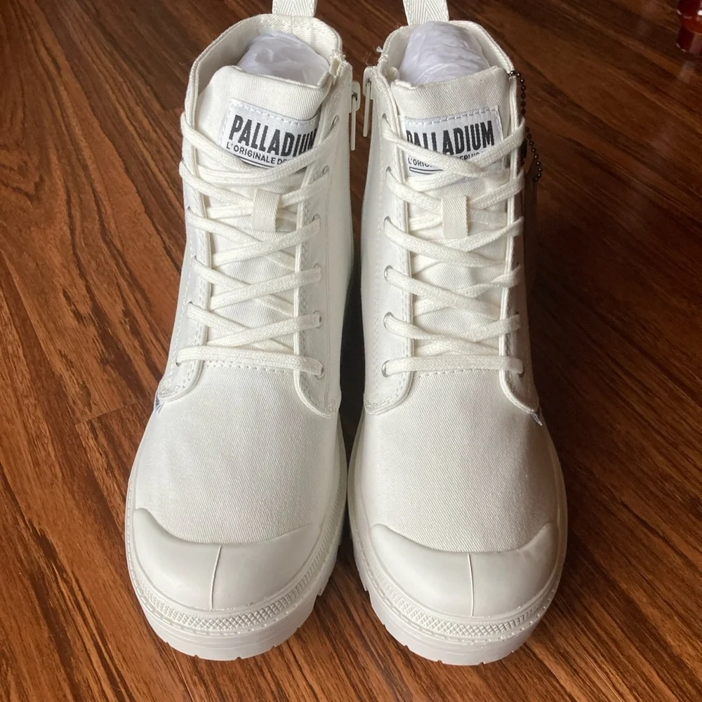 Palladium Women's Pallabase Twill White Boots - Picture 4 of 9